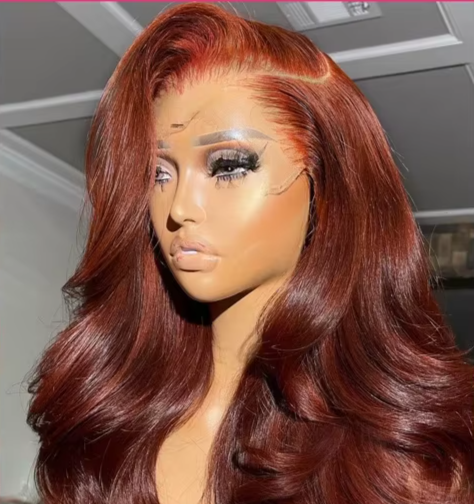 Pre Plucked Reddish Brown Body Wave Lace Frontal Human Hair Wig