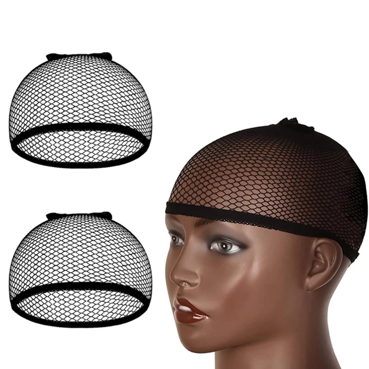 Black Open End Mesh Wig Caps – Long Weaving Caps, Pack of 6