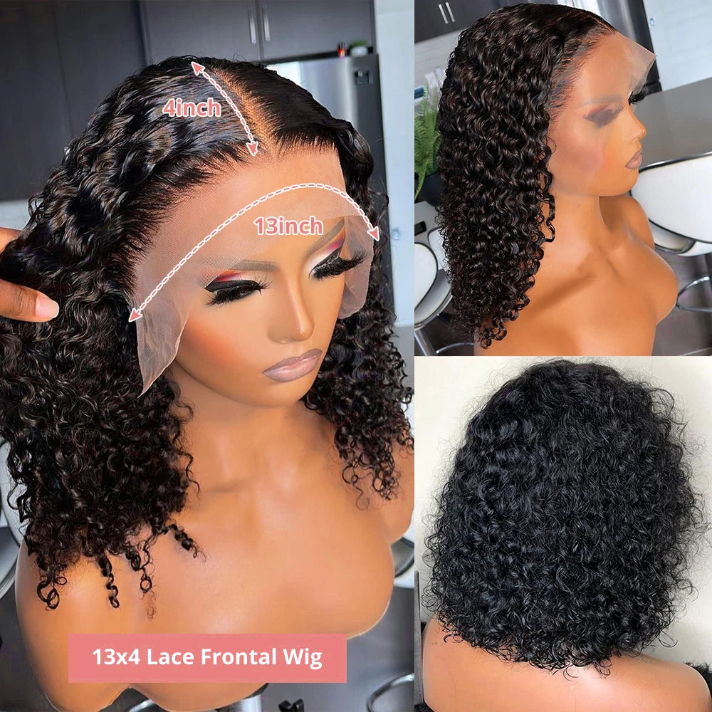 Deep Wave Glueless Lace Front Wig - 13x6 HD Lace - Short Bob Human Hair Wig