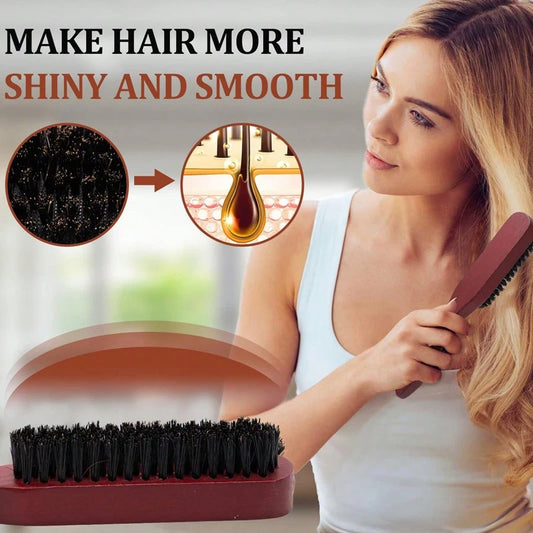 Anti-Frizz Scalp Massage Hairbrush – Premium Bristle with Wooden Handle