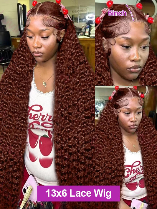 Deep Curly Chocolate Brown Water Wave Lace Front Human Hair Wig