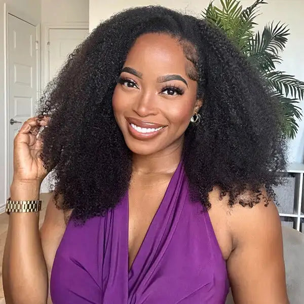Afro Kinky Curly Flip Over 3 IN 1 Half Wig Human Hair