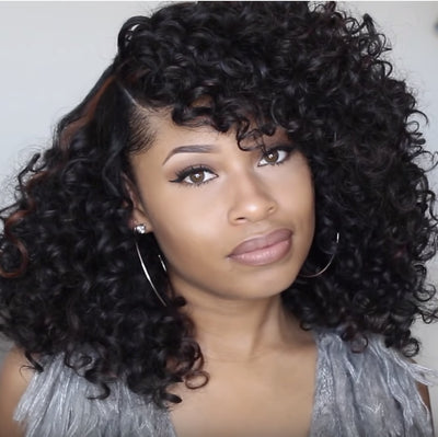 Glueless Bouncy Curl Human Hair Bob Wig Wear and Go