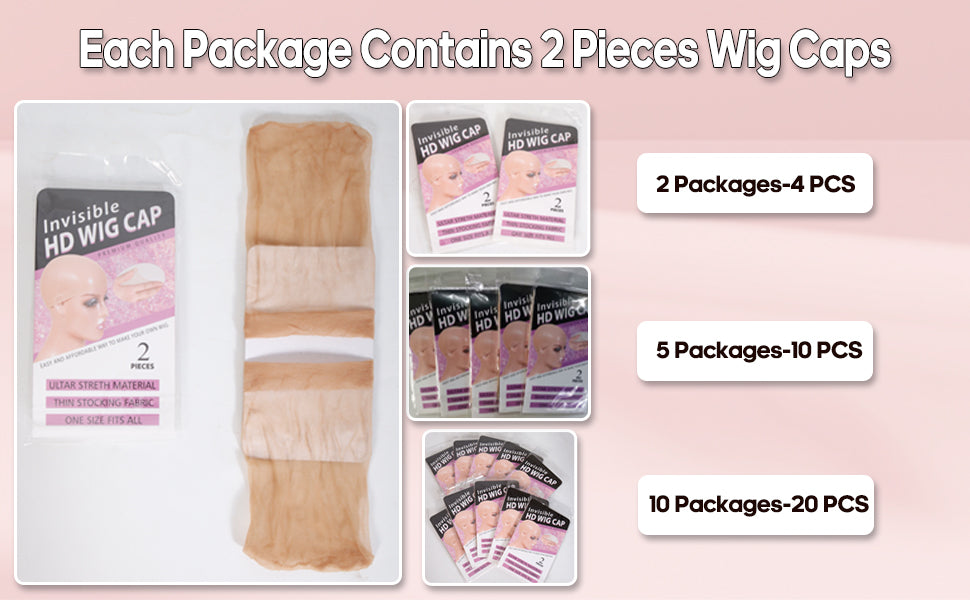 HD Wig Cap Pack – Thin, Invisible, Breathable Lace Front Caps