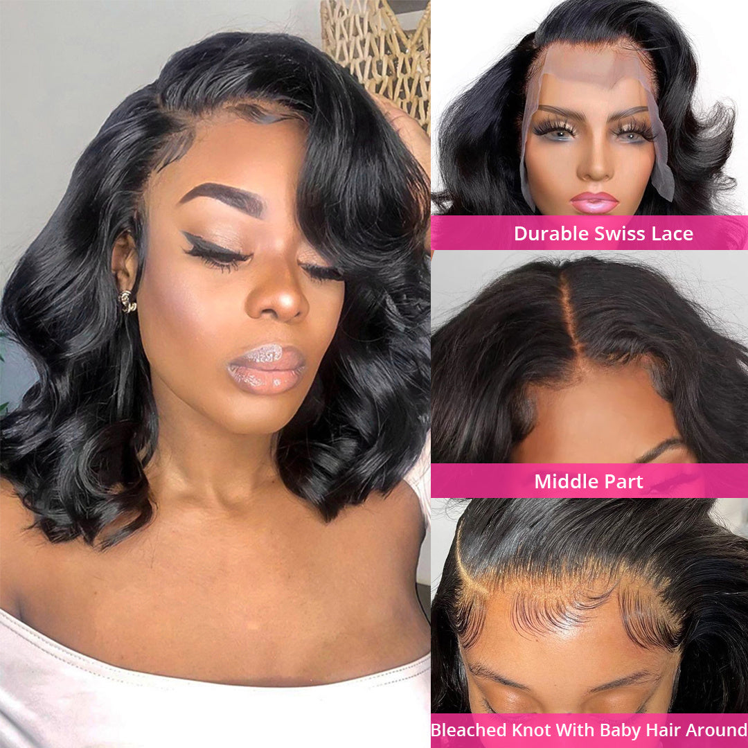 Body Wave Lace Front Brazilian Human Hair Bob Wig
