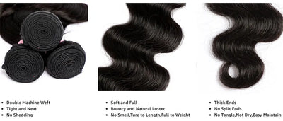 Body Wave Hair Bundles – Brazilian Virgin, 3/4 Bundles, 30 Inch