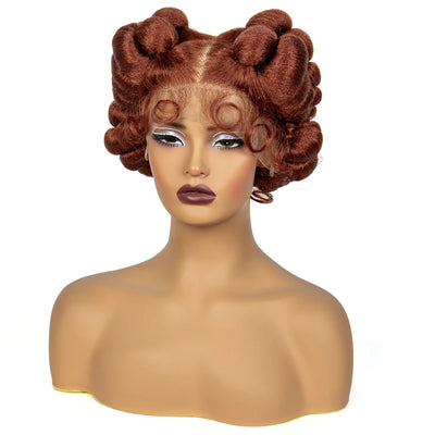 Natural Color 6" Full Lace Braided Wig – Knotless Bantu Braids, Handmade