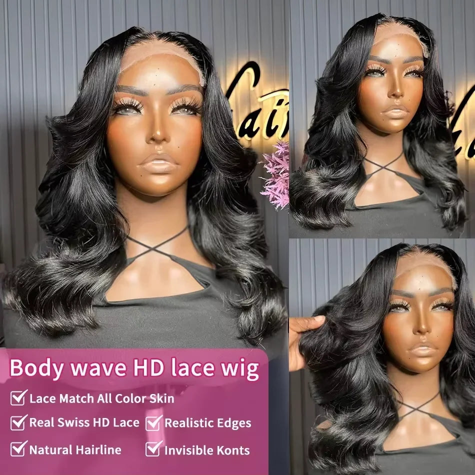 Short Bob HD Lace Frontal Wig – Body Wave, Human Hair