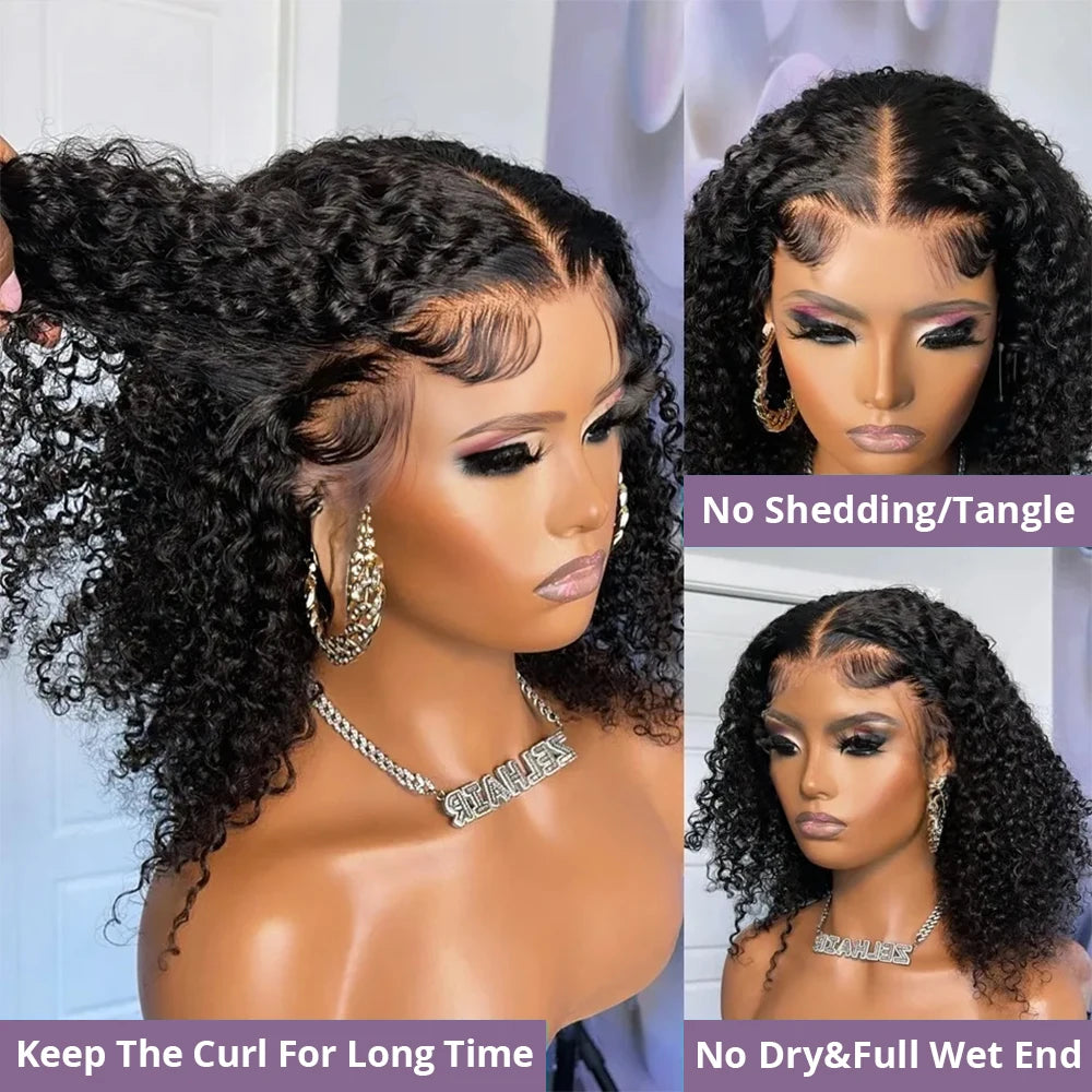 Ready to Go Glueless Curly Bob Wig Lace Front Human Hair Wig