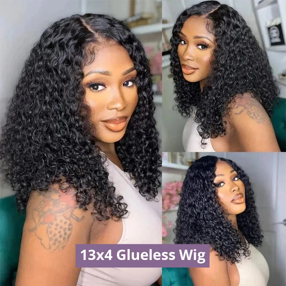 Ready to Go Glueless Curly Bob Wig Lace Front Human Hair Wig