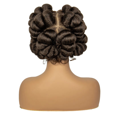 Natural Color 6" Full Lace Braided Wig – Knotless Bantu Braids, Handmade