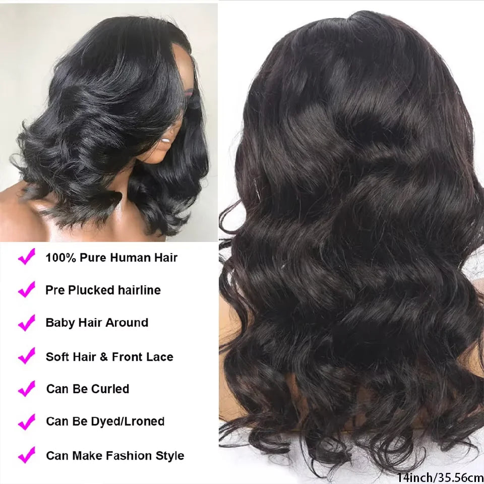 Short Bob HD Lace Frontal Wig – Body Wave, Human Hair