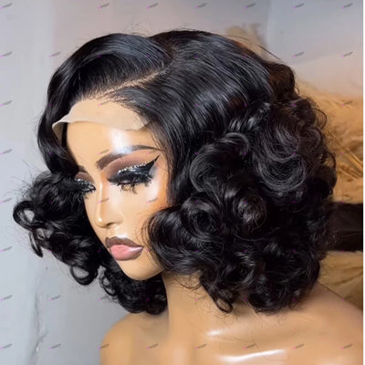 Super Double Drawn Bouncy Curly Bob Wig
