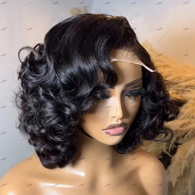 Super Double Drawn Bouncy Curly Bob Wig