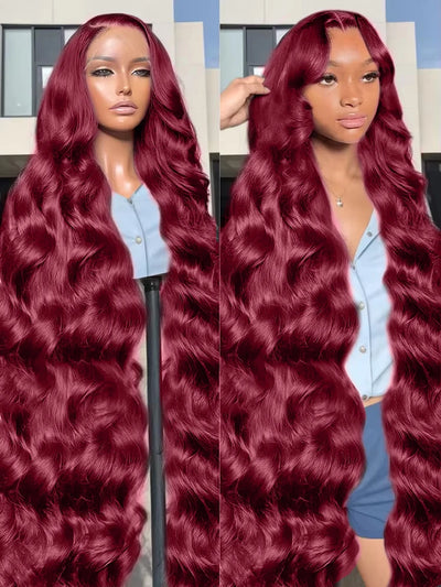 99J Burgundy Body Wave Wig Lace Front 13x4 HD Frontal