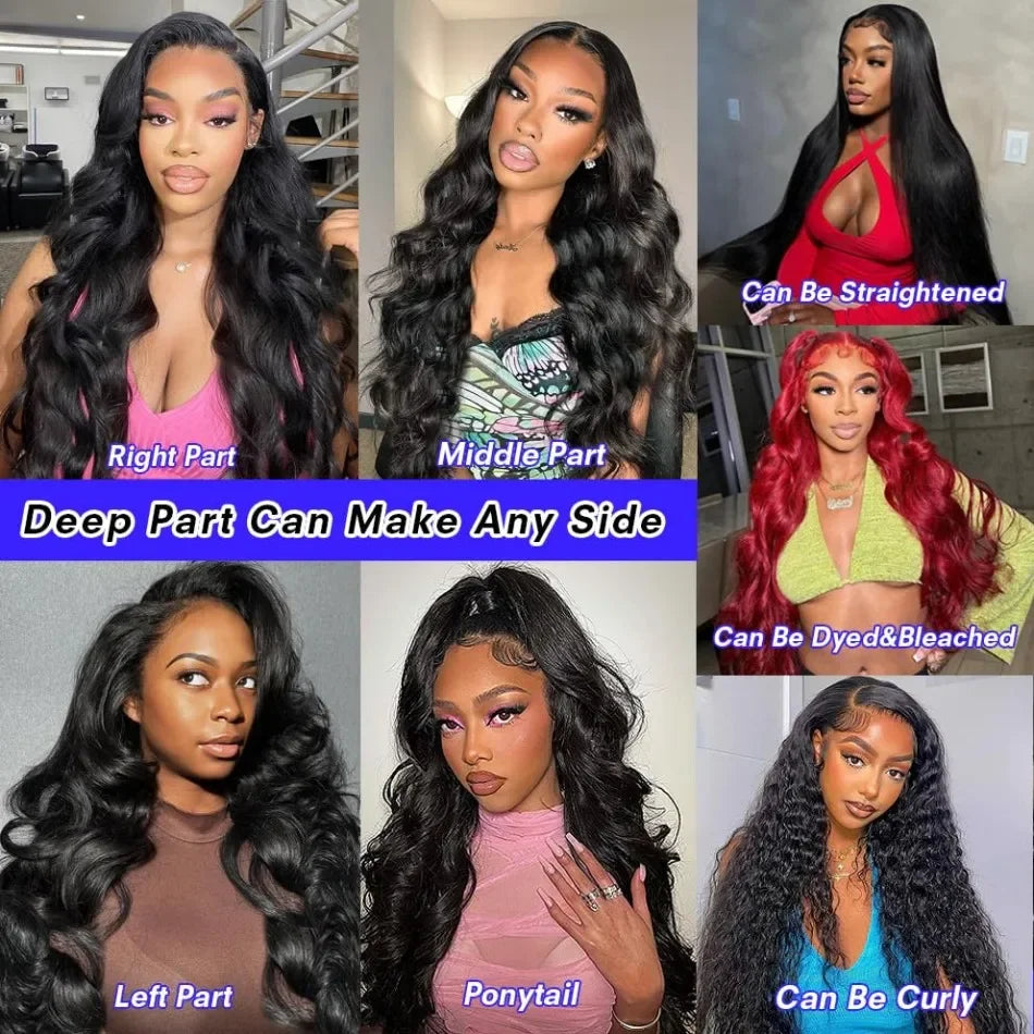 HD Transparent Lace Wig – 40" Body Wave, 180 Density, 13x6/13x4