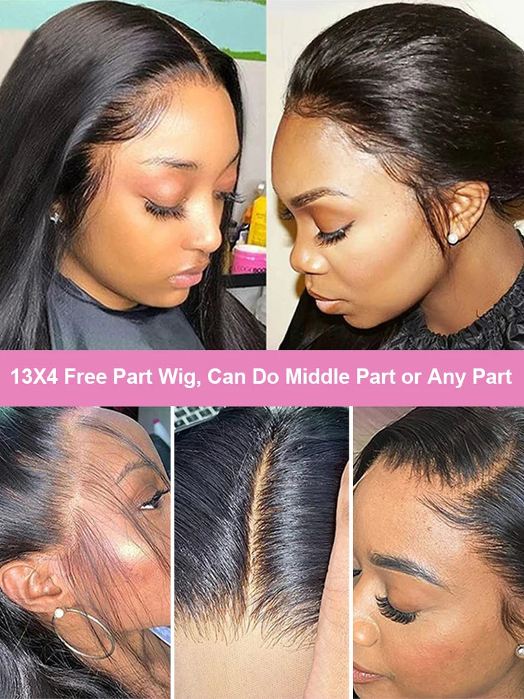 Extra Long Bone Straight Human Hair HD Lace Front Wig