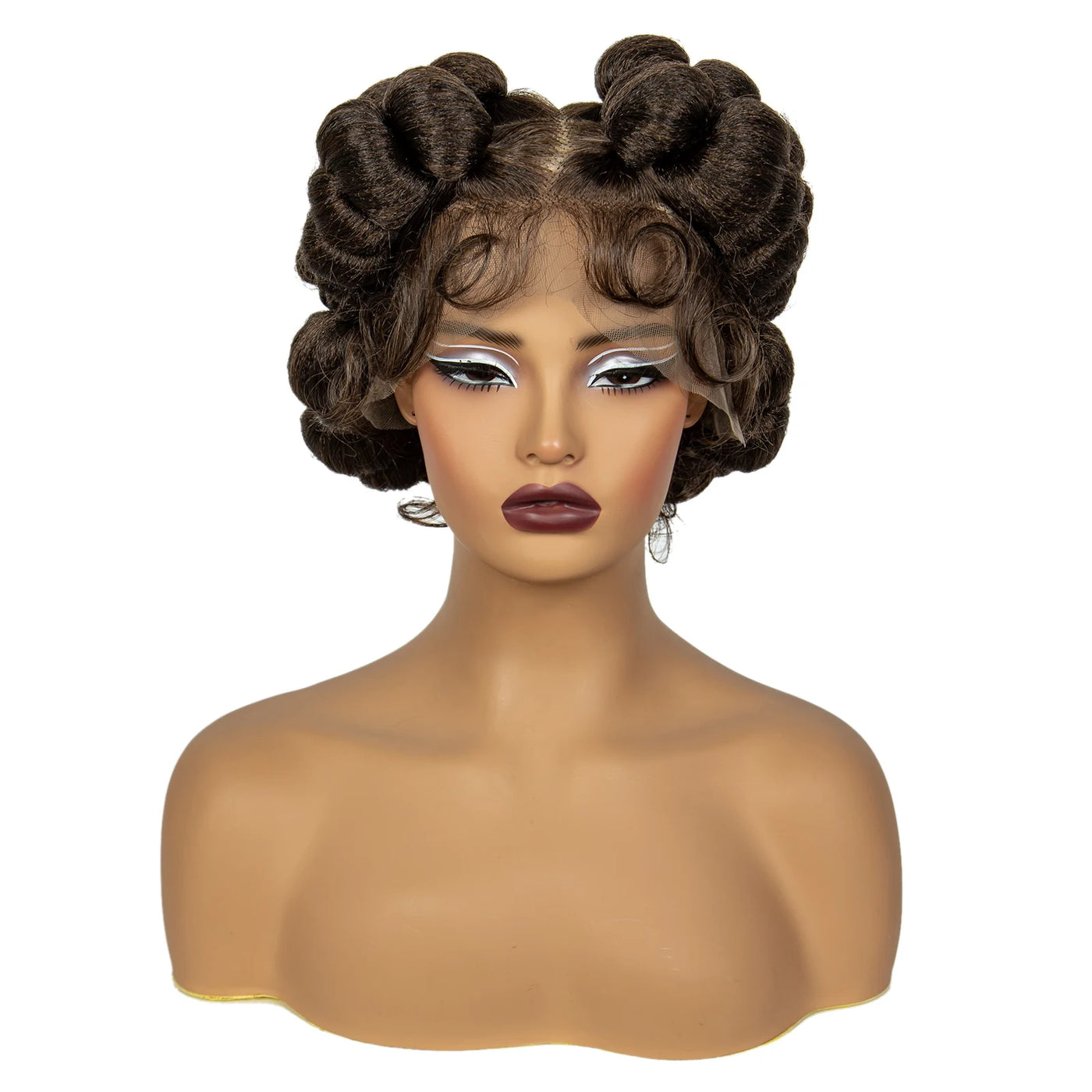 Natural Color 6" Full Lace Braided Wig – Knotless Bantu Braids, Handmade