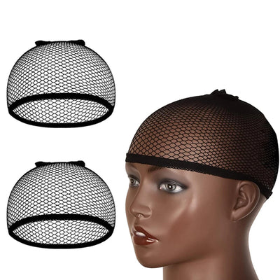 Black Open End Mesh Wig Caps – Long Weaving Caps, Pack of 6