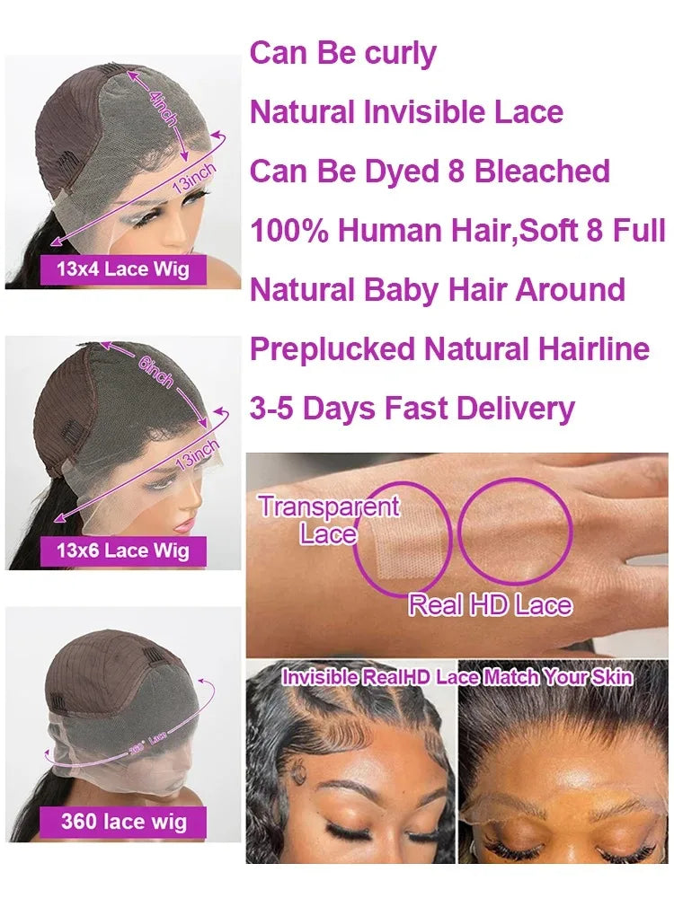 200% Density 13x6 Hd Transparent Loose Deep Wave Lace Frontal Wig Brazilian 40 46 Inch 13x4 360 Curly Lace Front Wigs For Women