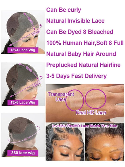 200% Density 13x6 Hd Transparent Loose Deep Wave Lace Frontal Wig Brazilian 40 46 Inch 13x4 360 Curly Lace Front Wigs For Women