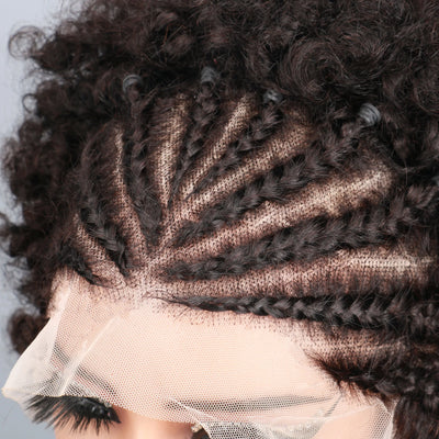 Braided Afro Puff Wig – 13x4 Lace Front, Afro Kinky Curly Human Hair