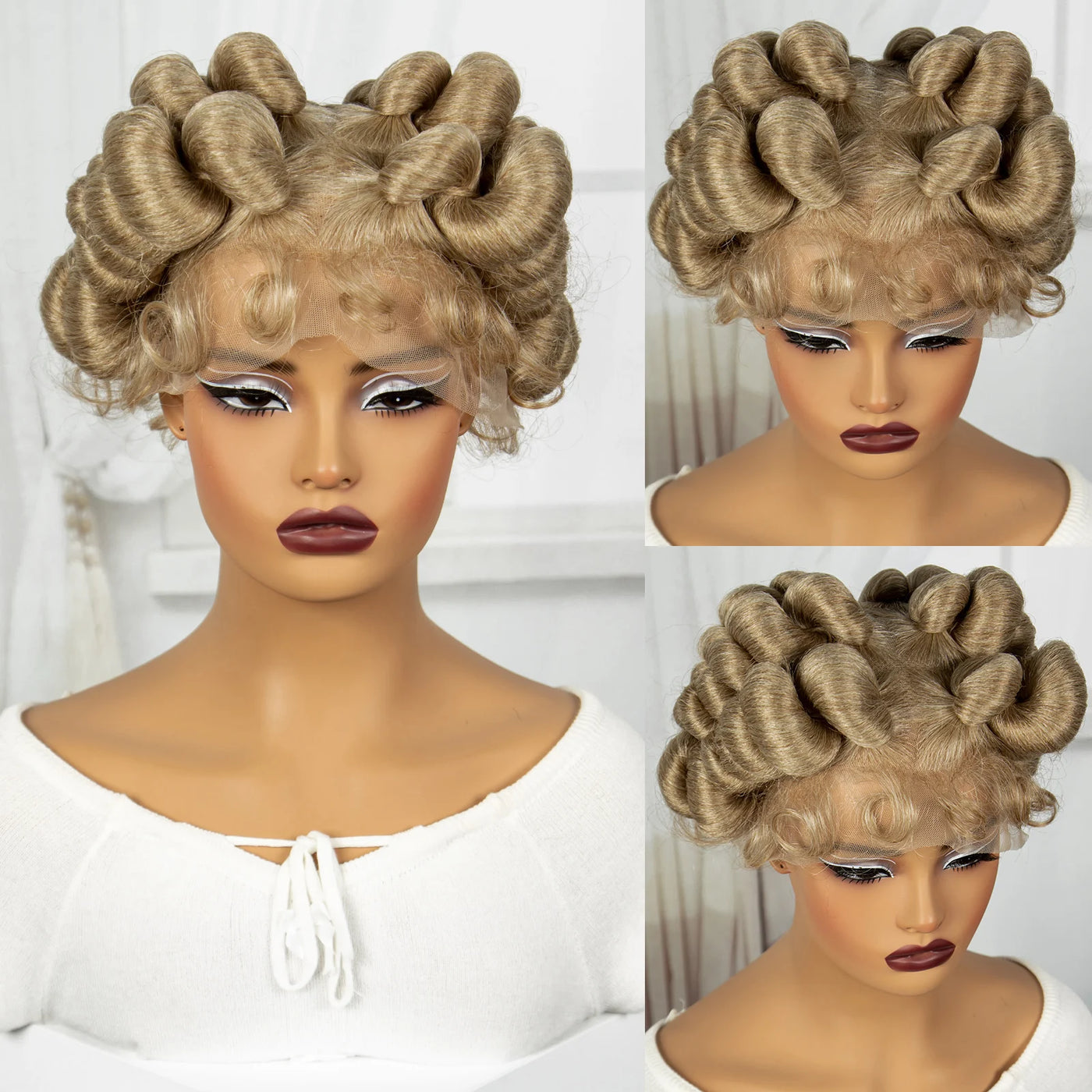 Natural Color 6" Full Lace Braided Wig – Knotless Bantu Braids, Handmade