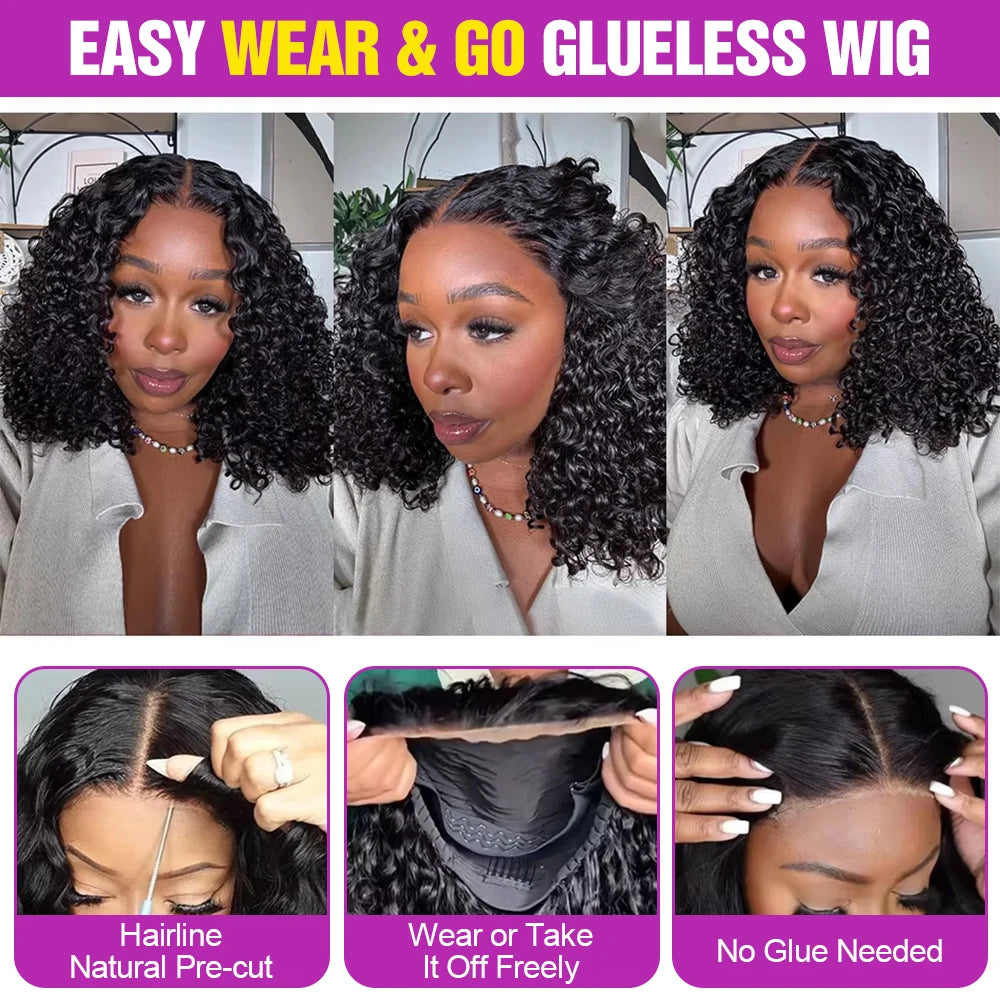 Deep Wave Glueless Lace Front Wig - 13x6 HD Lace - Short Bob Human Hair Wig