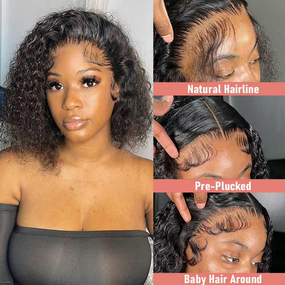 Deep Wave Curly Bob Wig – 250% Density Glueless Human Hair