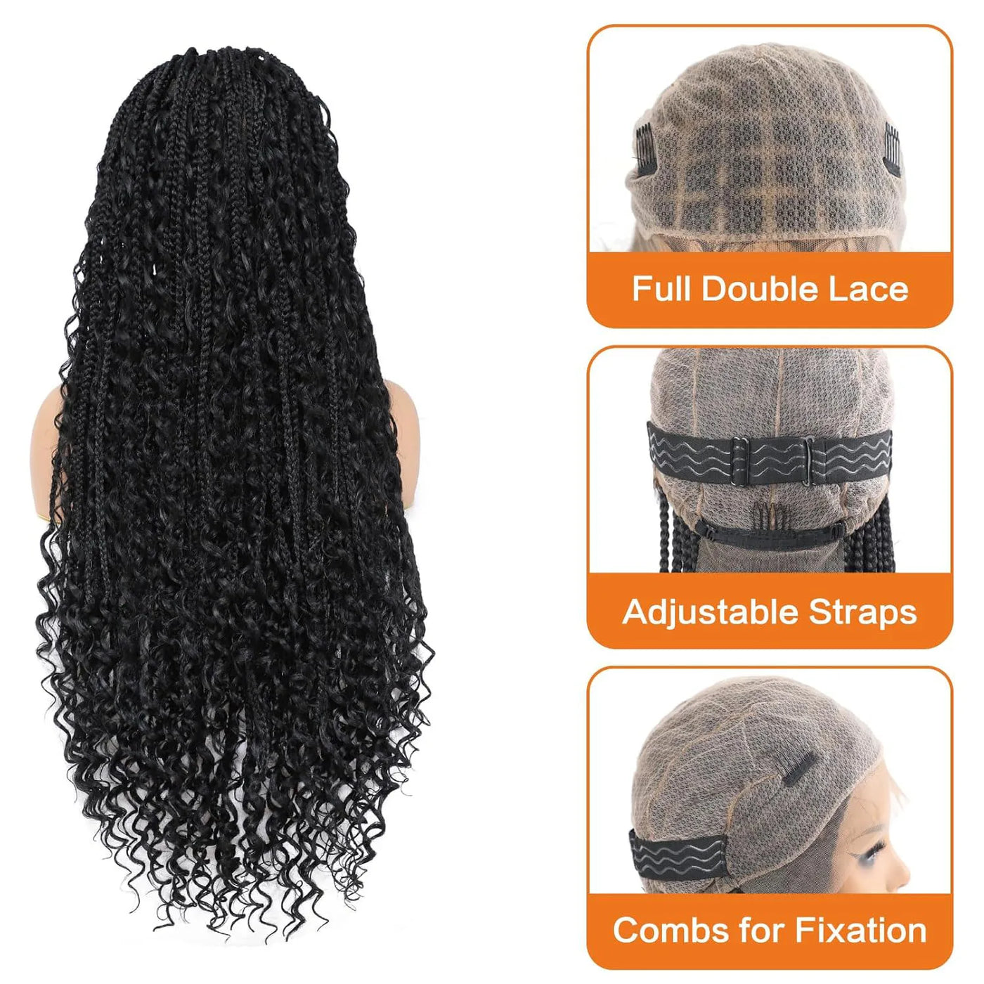 Synthetic Super Long Box Braided Wig – Double Lace Front with Baby Hair