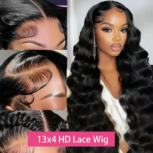 HD Transparent Lace Wig – 40" Body Wave, 180 Density, 13x6/13x4