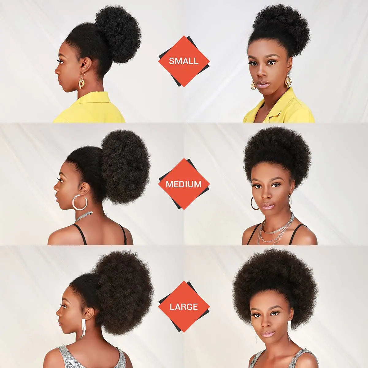 Synthetic 10-Inch Afro Puff Drawstring Ponytail – Kinky Curly Hair Bun