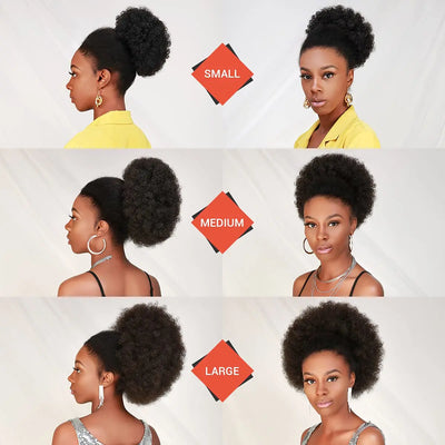 Synthetic 10-Inch Afro Puff Drawstring Ponytail – Kinky Curly Hair Bun