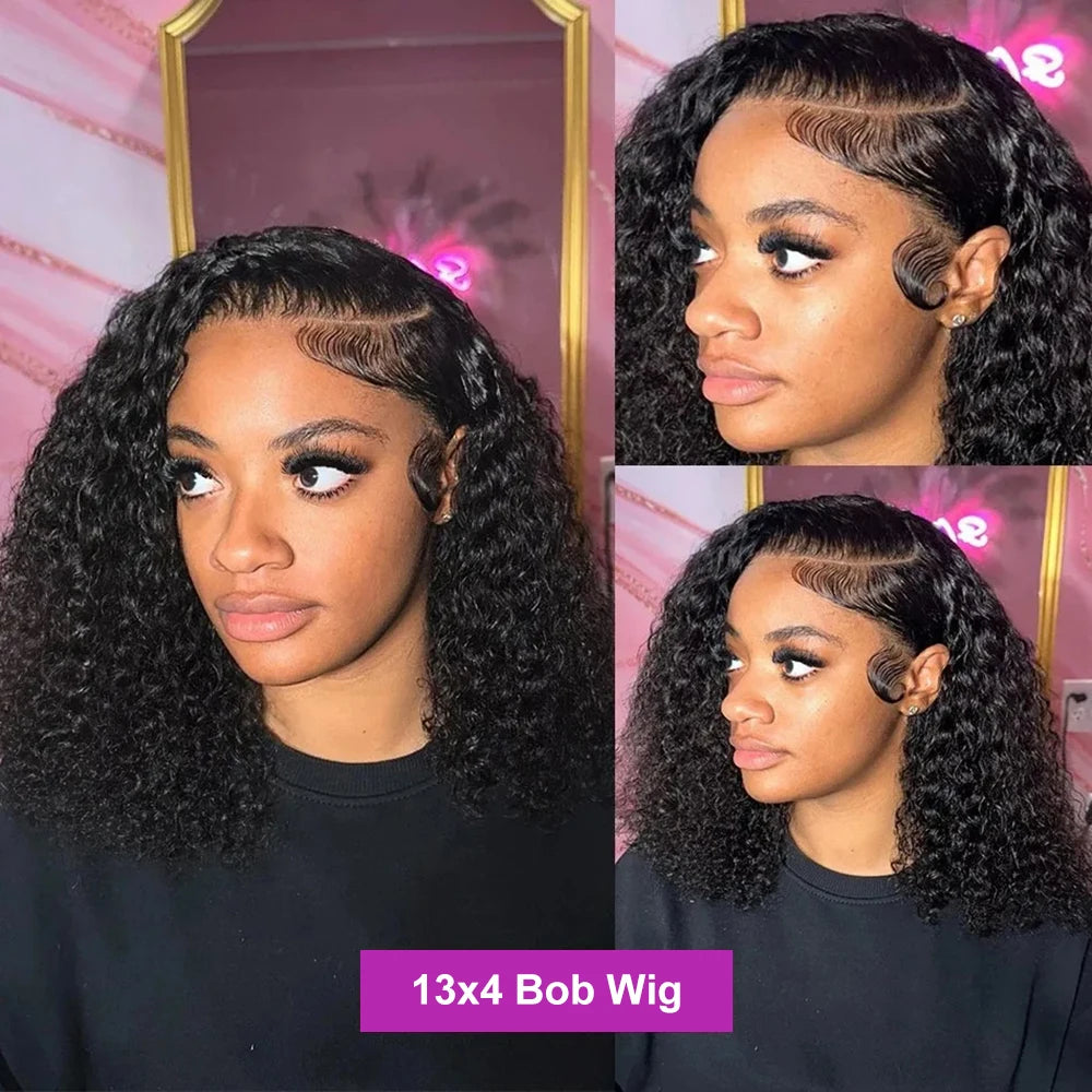 Glueless Curly Bob Deep Wave Lace Front Human Hair Wig