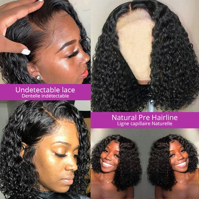 Glueless Curly Bob Deep Wave Lace Front Human Hair Wig