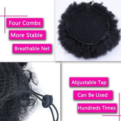 Synthetic 10-Inch Afro Puff Drawstring Ponytail – Kinky Curly Hair Bun