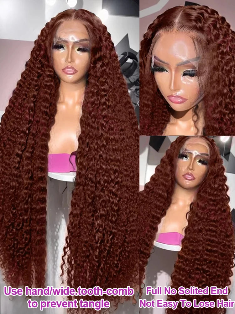 Deep Curly Chocolate Brown Water Wave Lace Front Human Hair Wig