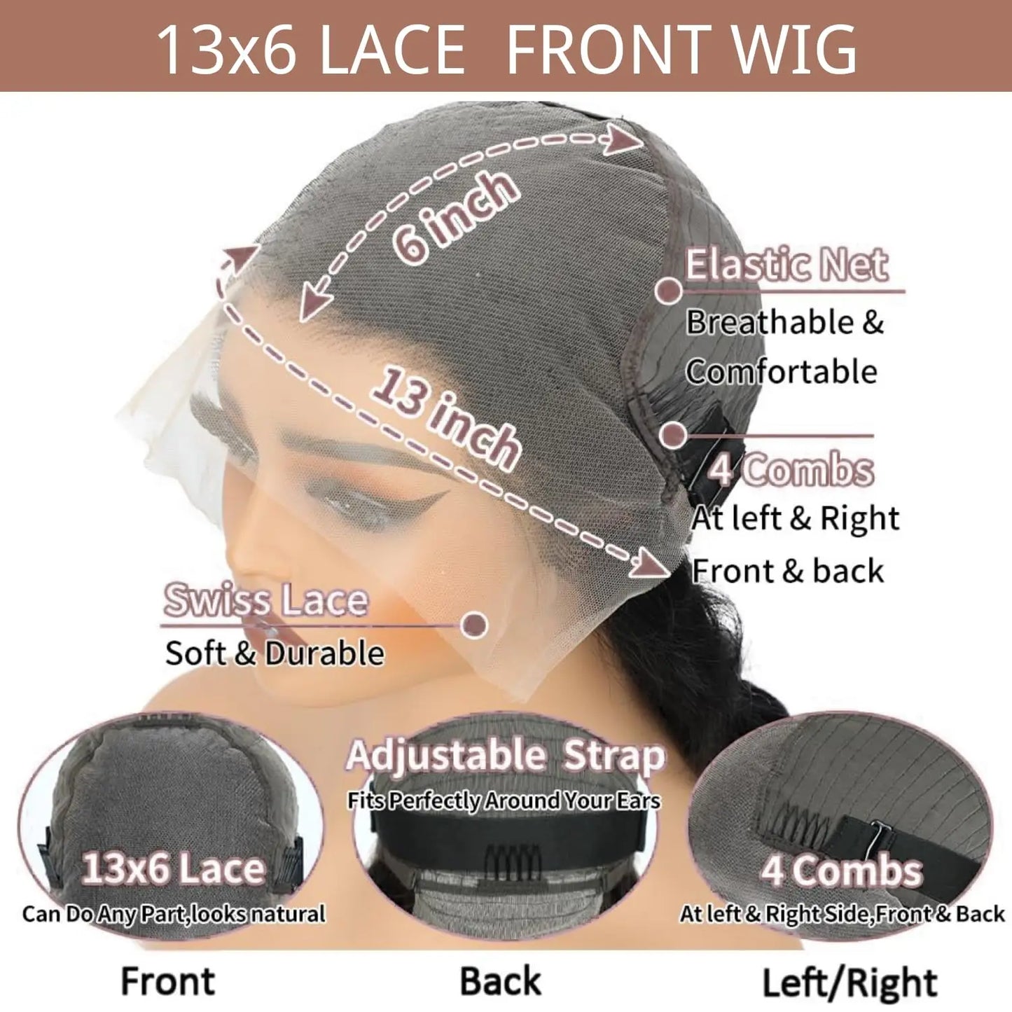 Human Hair Loose Wave Wig – 13x6 HD Lace Front, Water Wave, Curly