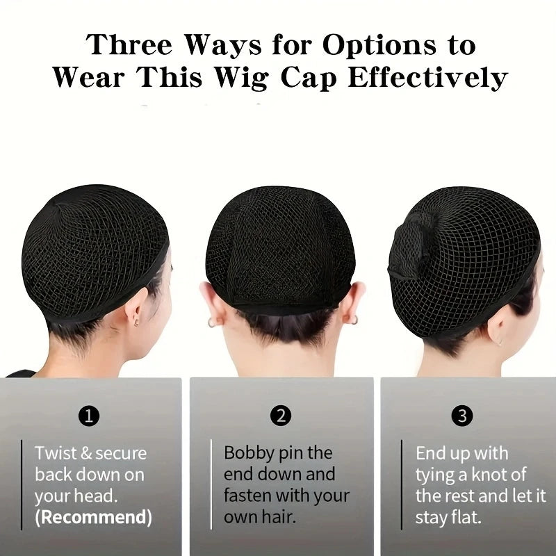 Black Open End Mesh Wig Caps – Long Weaving Caps, Pack of 6