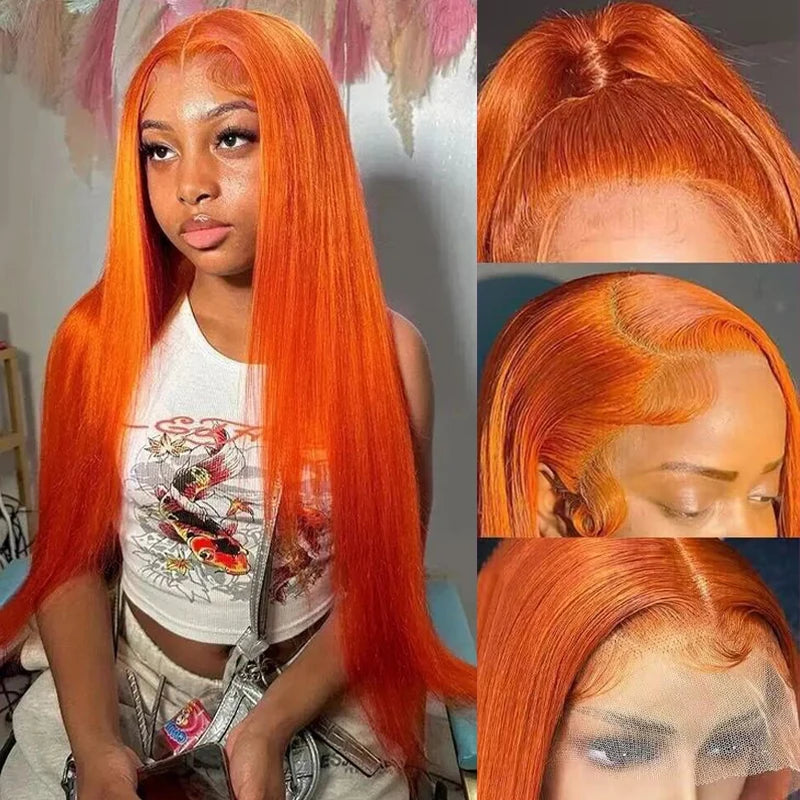 Kathy's Ginger Orange Straight Brazilian Human Hair Wig