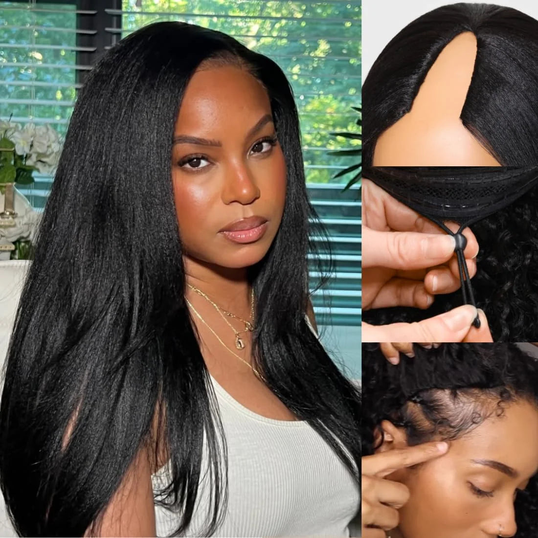 V Part Straight Wig - Brazilian Remy Human Hair Wig