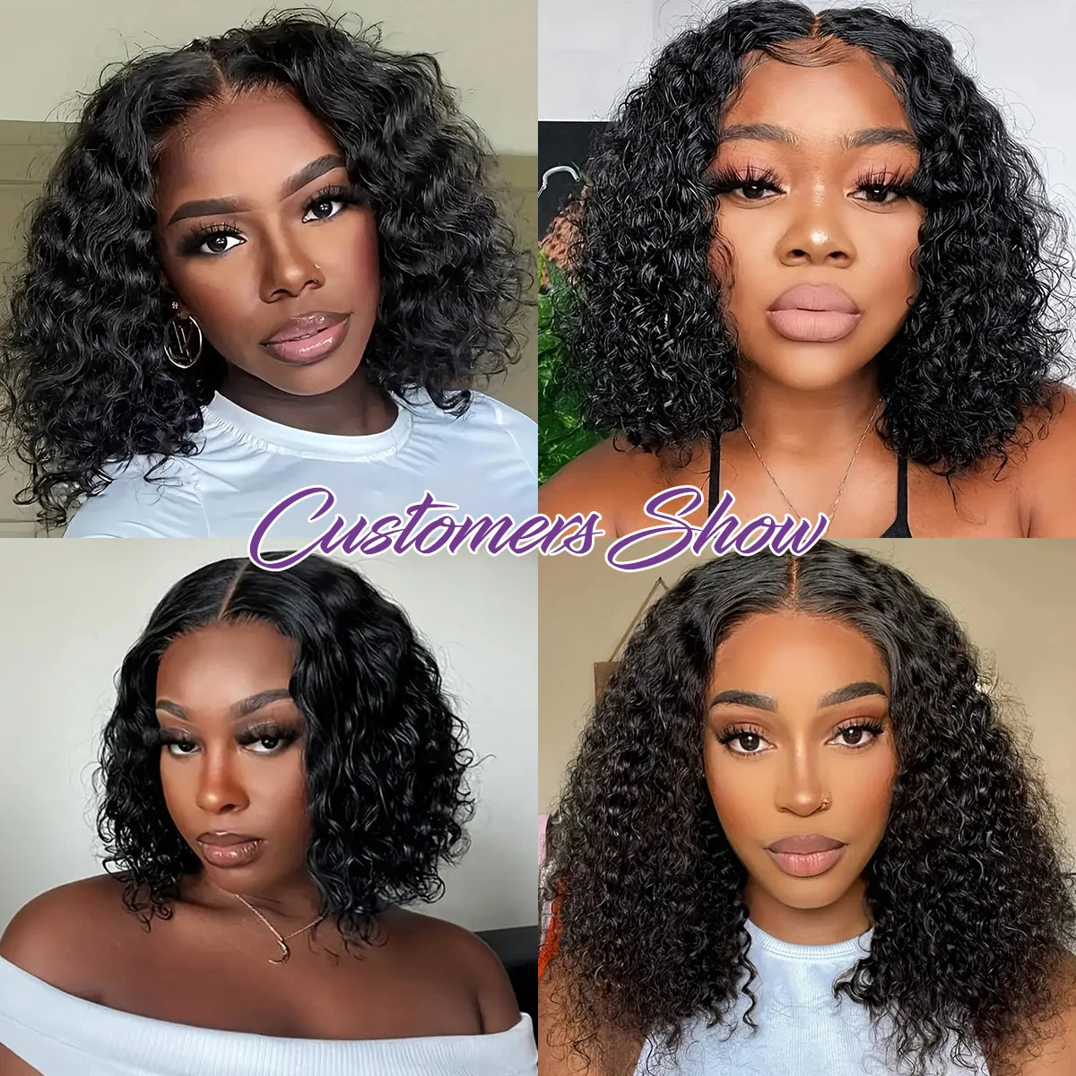 Glueless Curly Bob Deep Wave Lace Front Human Hair Wig