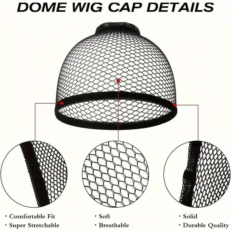 Black Open End Mesh Wig Caps – Long Weaving Caps, Pack of 6