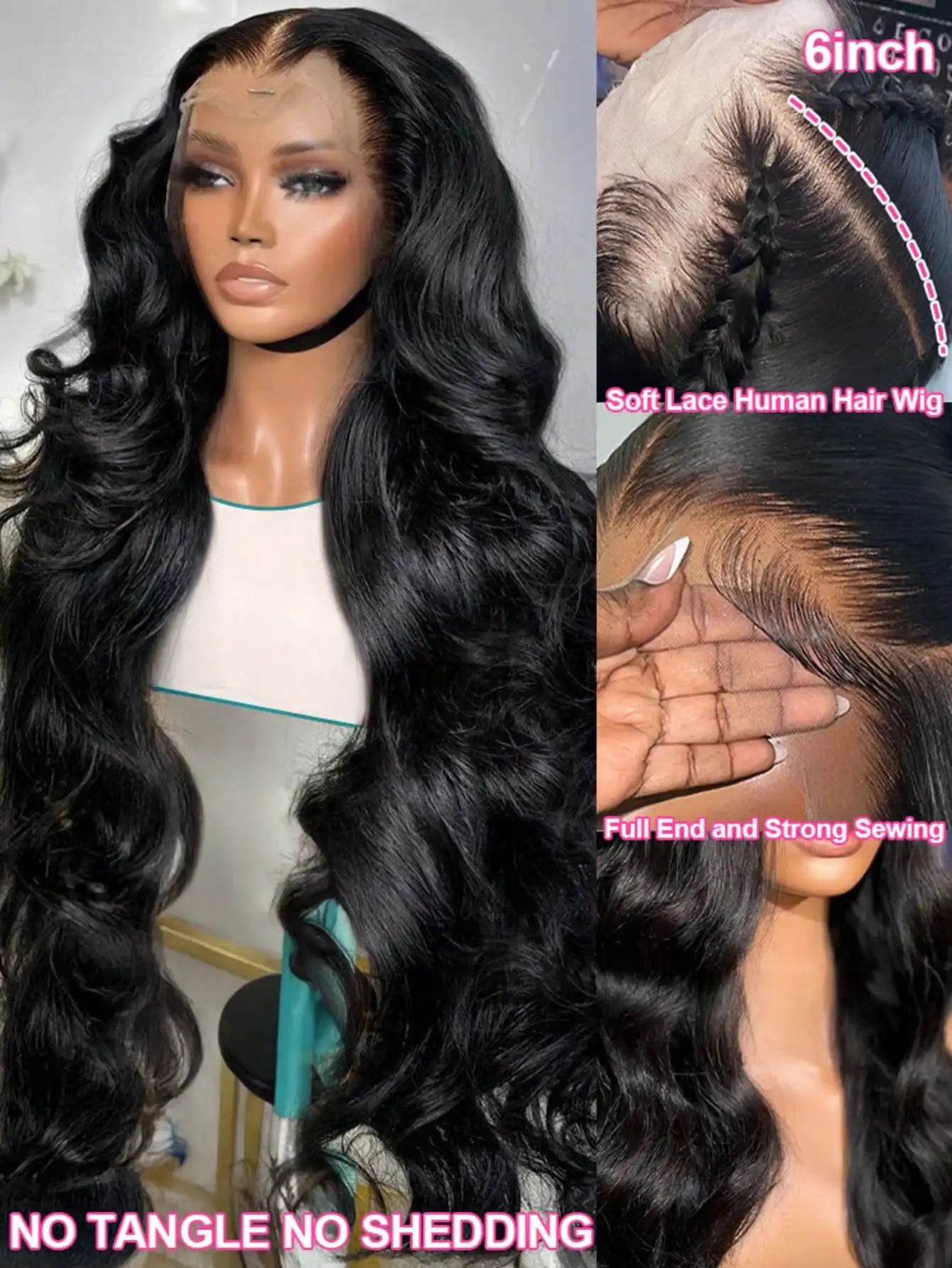 Transparent Lace Front Wig – Body Wave Human Hair, 200% Density