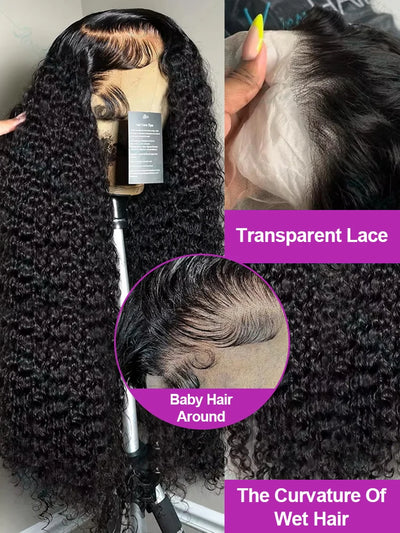 Loose Deep  Water Wave Lace Frontal Brazilian  Curly Lace Front Wig