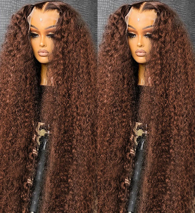 Deep Curly Chocolate Brown Water Wave Lace Front Human Hair Wig