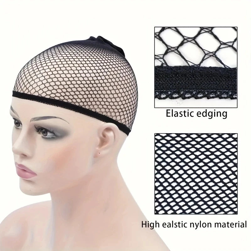 Black Open End Mesh Wig Caps – Long Weaving Caps, Pack of 6