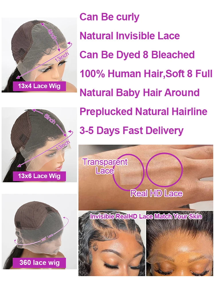 Loose Deep  Water Wave Lace Frontal Brazilian  Curly Lace Front Wig