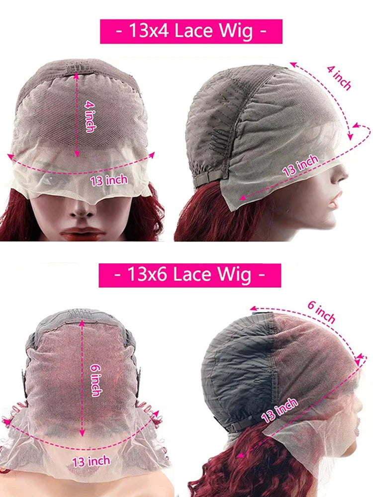 99J Burgundy Body Wave Wig Lace Front 13x4 HD Frontal