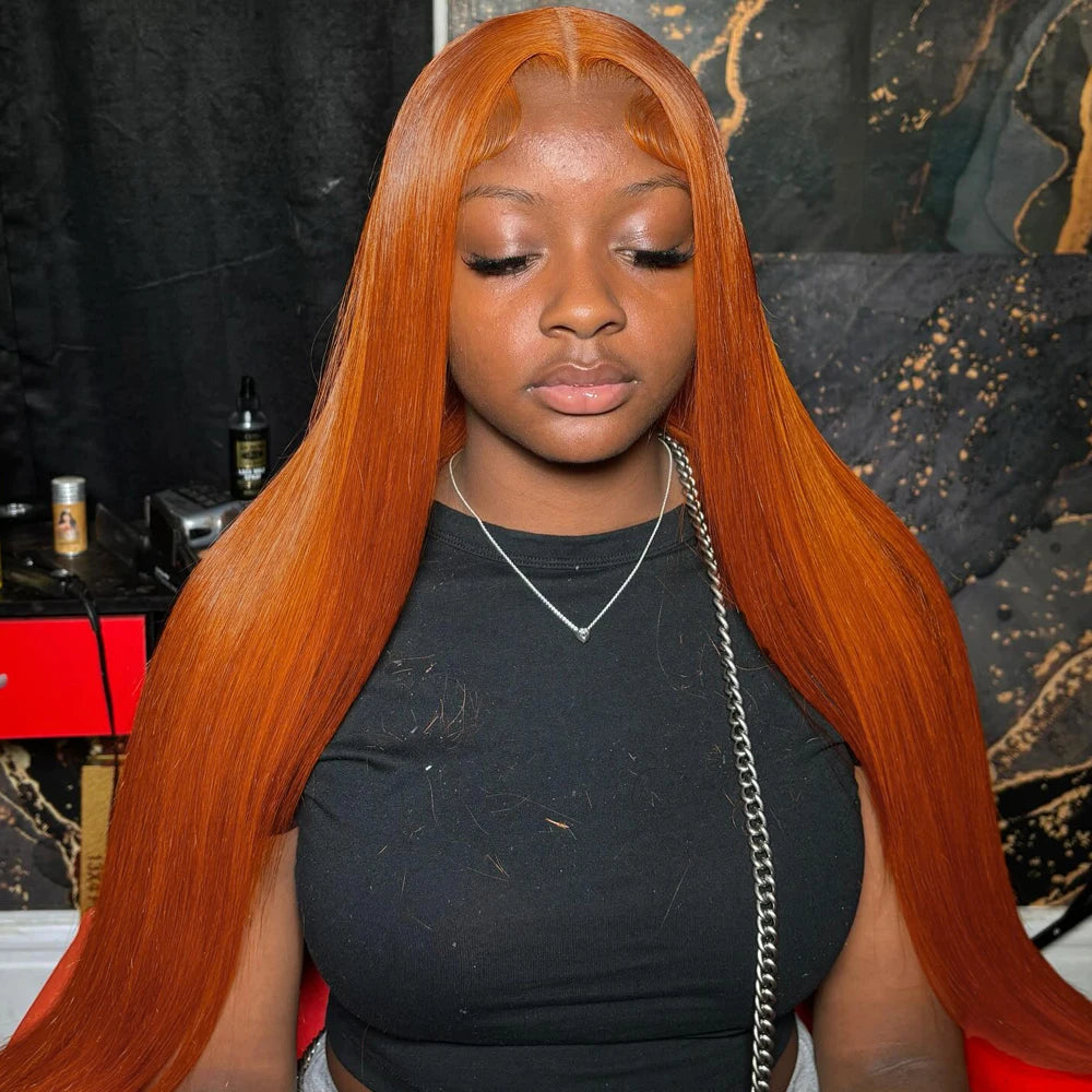 Kathy's Ginger Orange Straight Brazilian Human Hair Wig